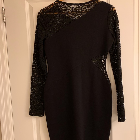 Black lace dress with lace insert. Size M - Picture 2 of 6